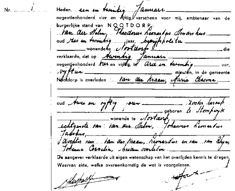 19540121 ovl akte 1 Maria C vd Kraan ev JLJ vd Helm